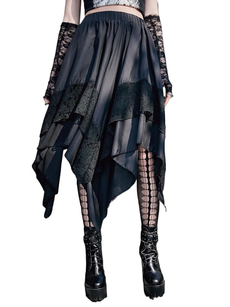 Amazon.com: Womens Midi Skirt High Waist Asymmetrical Hem